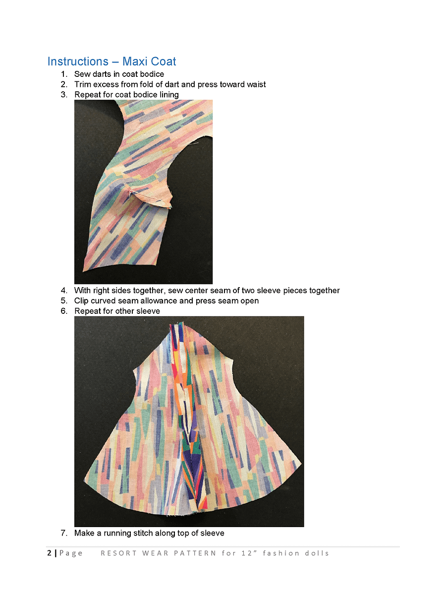 Resort Wear sewing pattern for 12" fashion dolls product image (3)