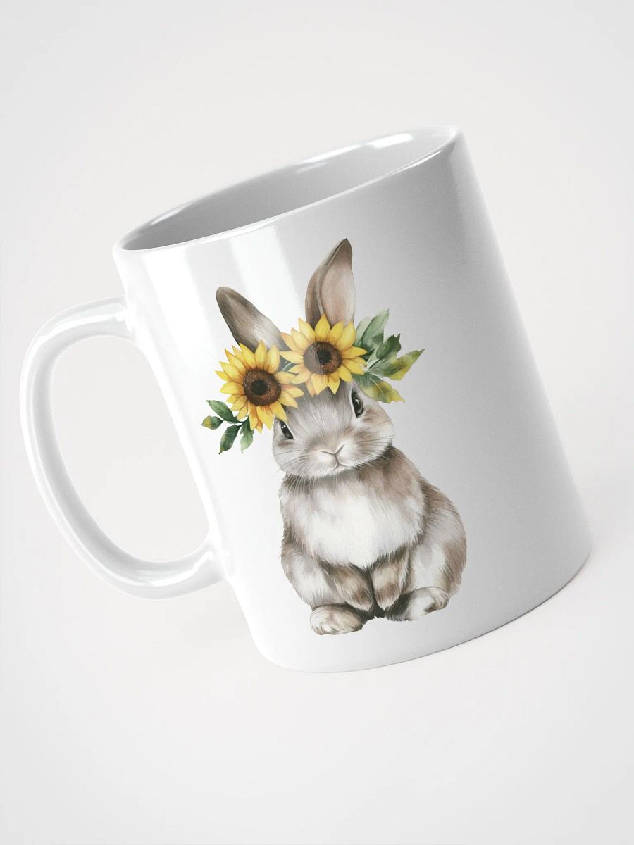 Sunflower Crowned Rabbit White Glossy Mug product image (8)