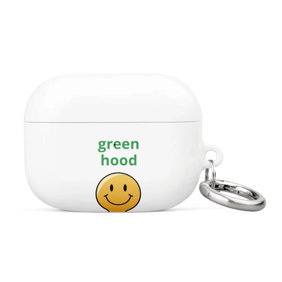 Melting Smiley All-Over Print AirPods® Case with the text greenhood product image (4)