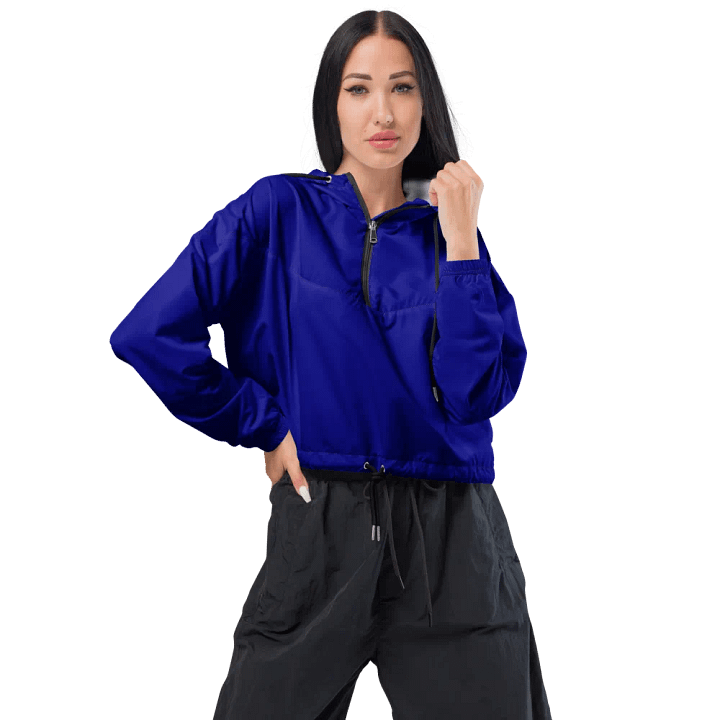 Plain Color Navy Blue Cropped Windbreaker product image (1)