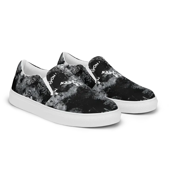 Black and White Graffiti | Men's Slip-On Canvas Shoes product image (2)
