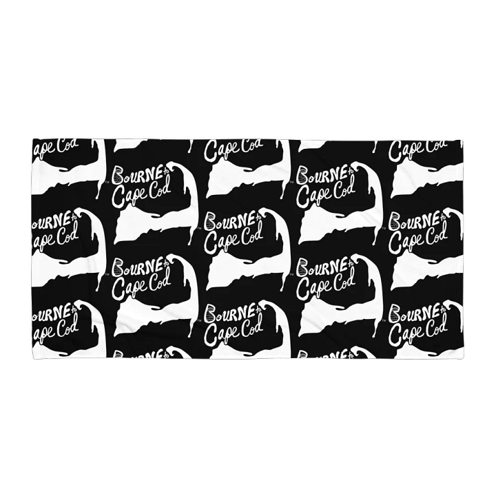 BOURNE to Cape Cod™ | Coastal Classic Beach Towel | All-Over Logo Print | Vibrant Colors for Salty Souls | White Logo on Black product image (1)