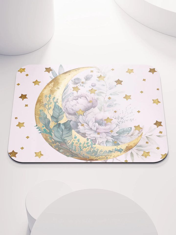 Boho Moon Design With Golden Stars Mousepad product image (1)