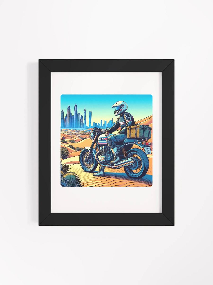 Desert Rider Adventure Poster | biker in dubai city by AI product image (96)