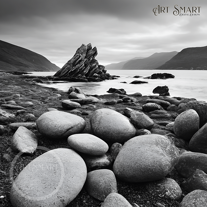 Poster - Rocky Shores in Black and White product image (1)