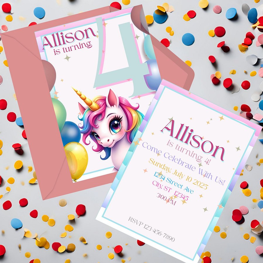 Unicorn Invitation Unicorn Cloud Day, Unicorn Invitation Template, Unicorn Invite Downloadable, Unicorn Birthday Digital Invitation product image (3)