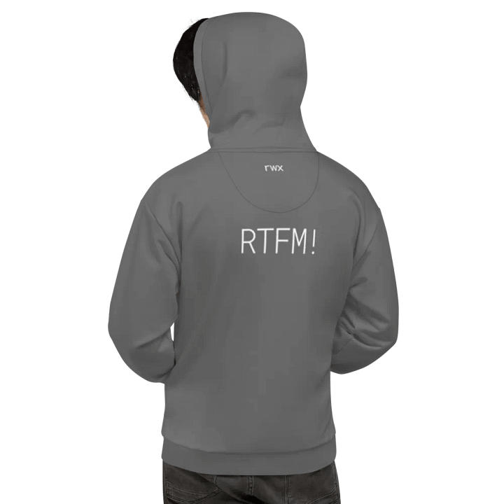 need help? RTFM! hoodie (dark grayscale mode) product image (1)