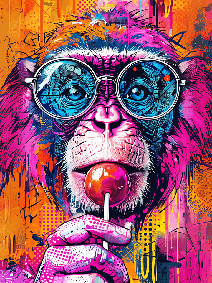 Whimsical Monkey with Lollipop Poster product image (1)