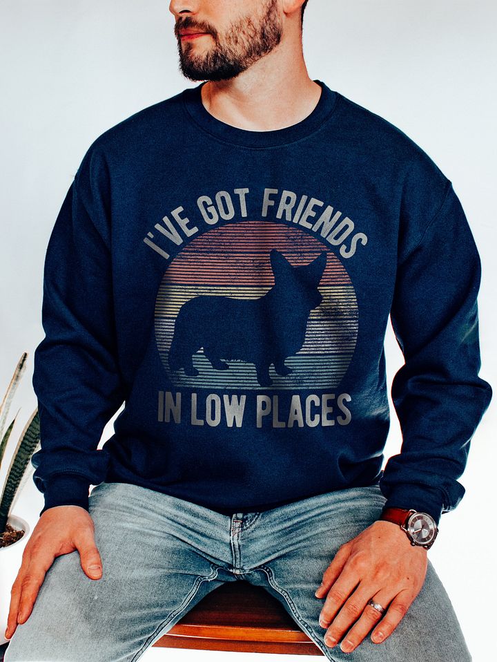 I've Got Friends in Low Places Sweatshirt | Funny Vintage-Style Shirt for Cardigan Welsh Corgi Pawrents product image (11)