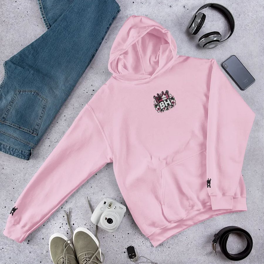 Box Head Embroidered Floral Logo Pink Hoodie product image (5)