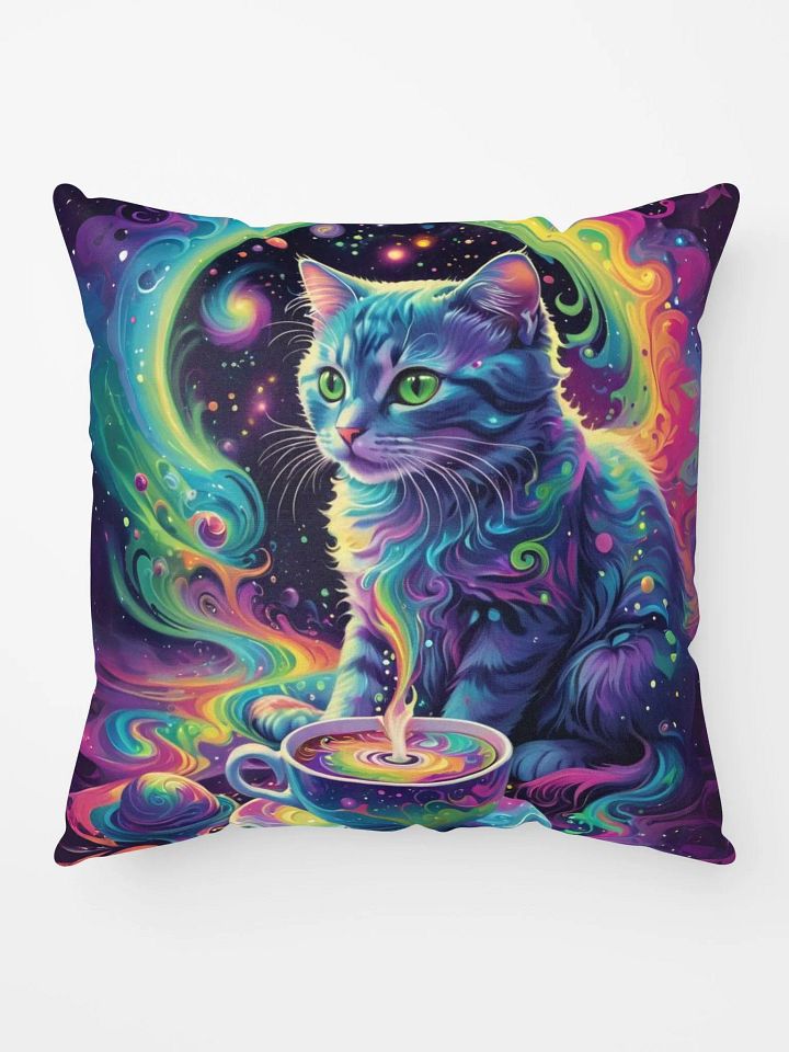 Psychedelic Cat with Cosmic Coffee Pillow product image (1)