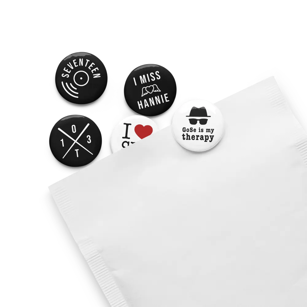 Seventeen Fan Buttons / Pinbacks - Minimalist - Set of 5 product image (8)