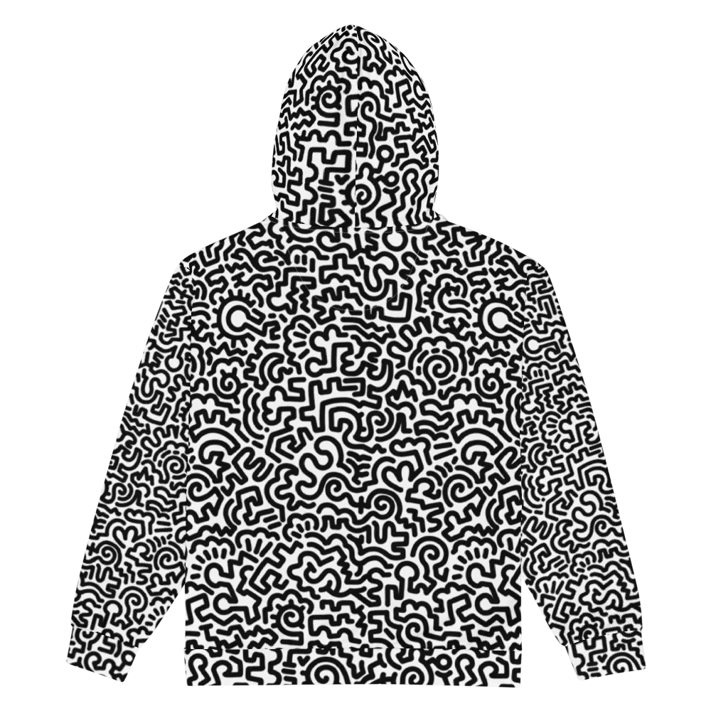 Black on White Doodle Zip Hoodie product image (2)