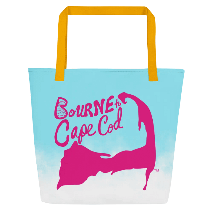 BOURNE to Cape Cod™ | Large Tote Bag with Pocket | Coastal Classic | All-Over Logo Print | Pink Logo | Patriotic Pastels product image (2)
