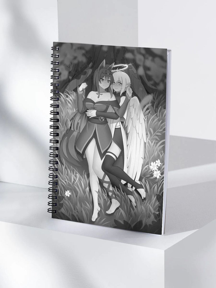 Cuddles under the cherry blossom Black and white notebook product image (4)
