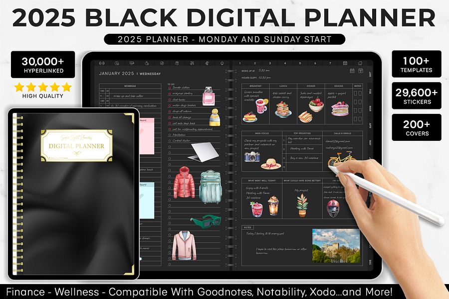 All-in-One 2025 Business Planner | Goodnotes Digital Planner | iPad Daily Journal for Weekly, Monthly, & Yearly Planning | Digital Calendar product image (1)