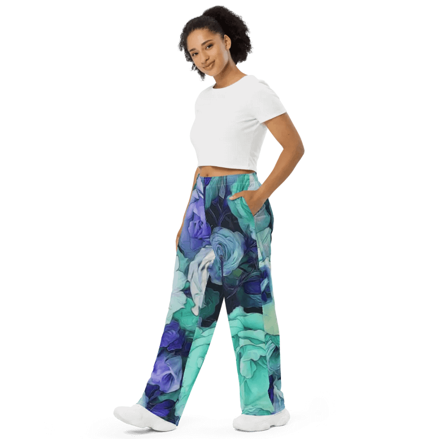 Aqua Flower Wideleg Pants product image (4)