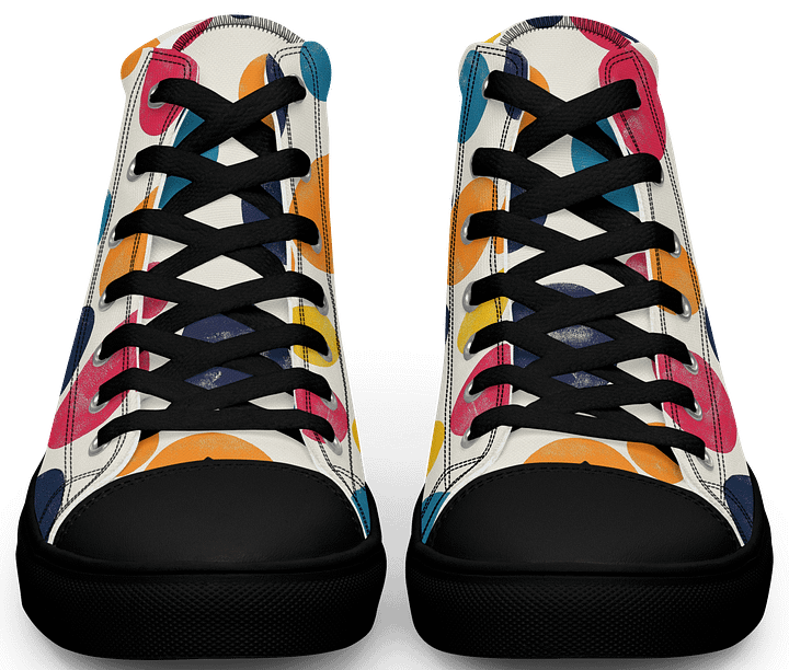 Polka Dot Illusion Vintage Retro Women's High Top Canvas Shoes product image (2)