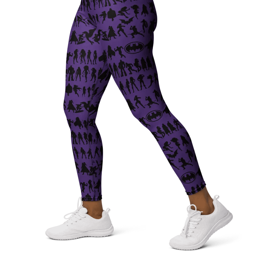 Heros Silhouettes Pattern PURPLE | All-Over Print Crossover Leggings with Pockets product image (4)