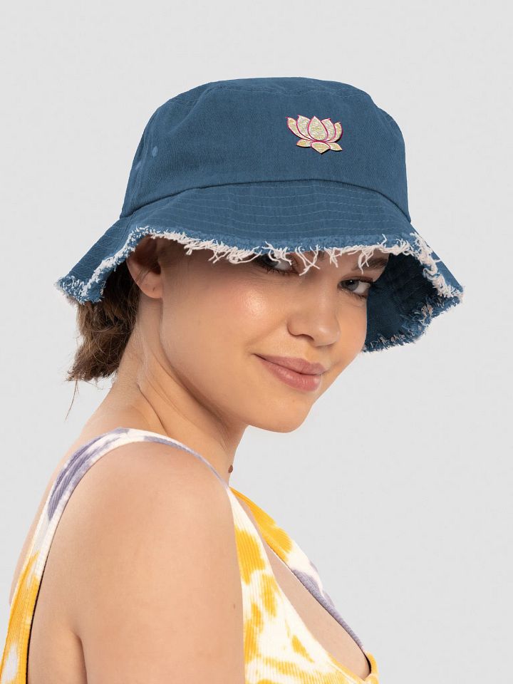 Golden Lotus Distressed Denim Bucket Hat product image (2)
