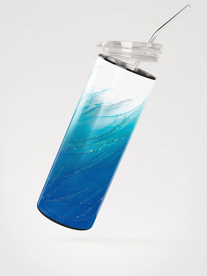 Ocean Dreams: Blue Aqua Tumbler with Golden Whispers product image (2)