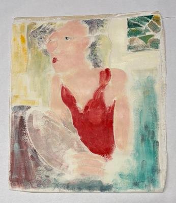 Woman at the Typewriter (1984) (24" x 20") Rolled Canvas Original product image (1)