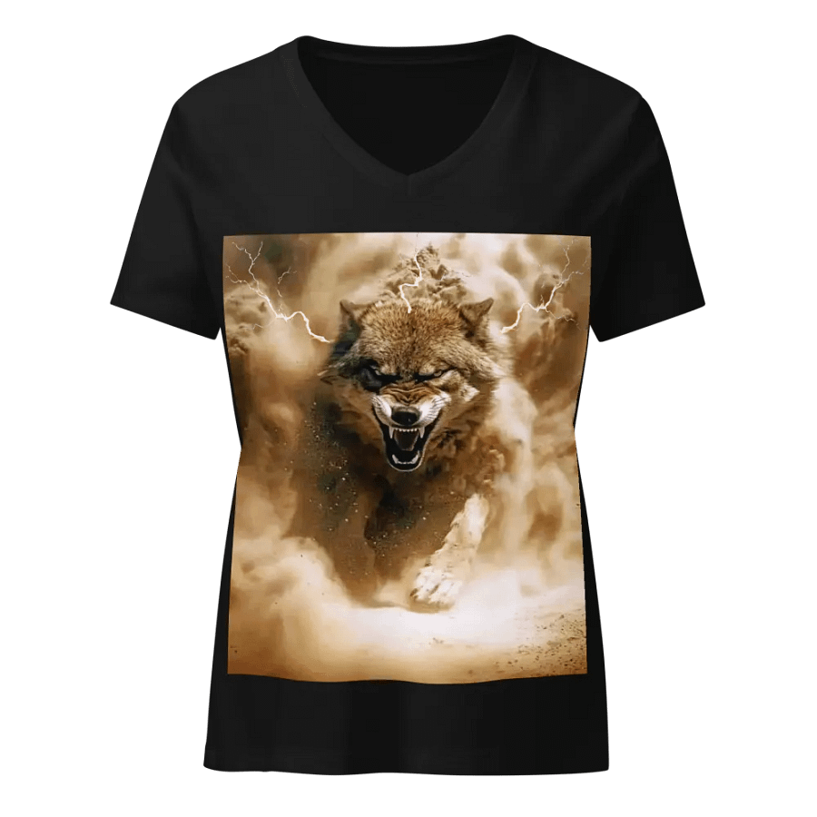 Thunderous Storm Wolf-Women`s V Neck product image (1)