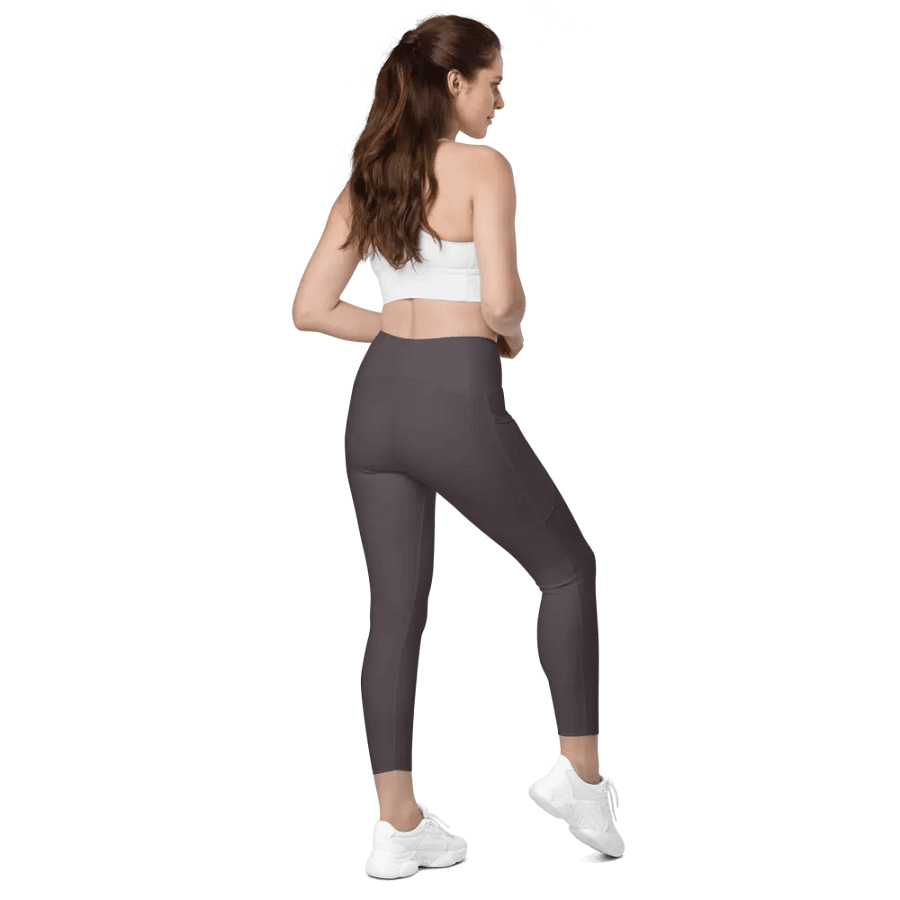 Plain Dark Brown True Summer Women's High Waisted Premium Crossover Leggings with Pockets by Treasure Pie product image (8)