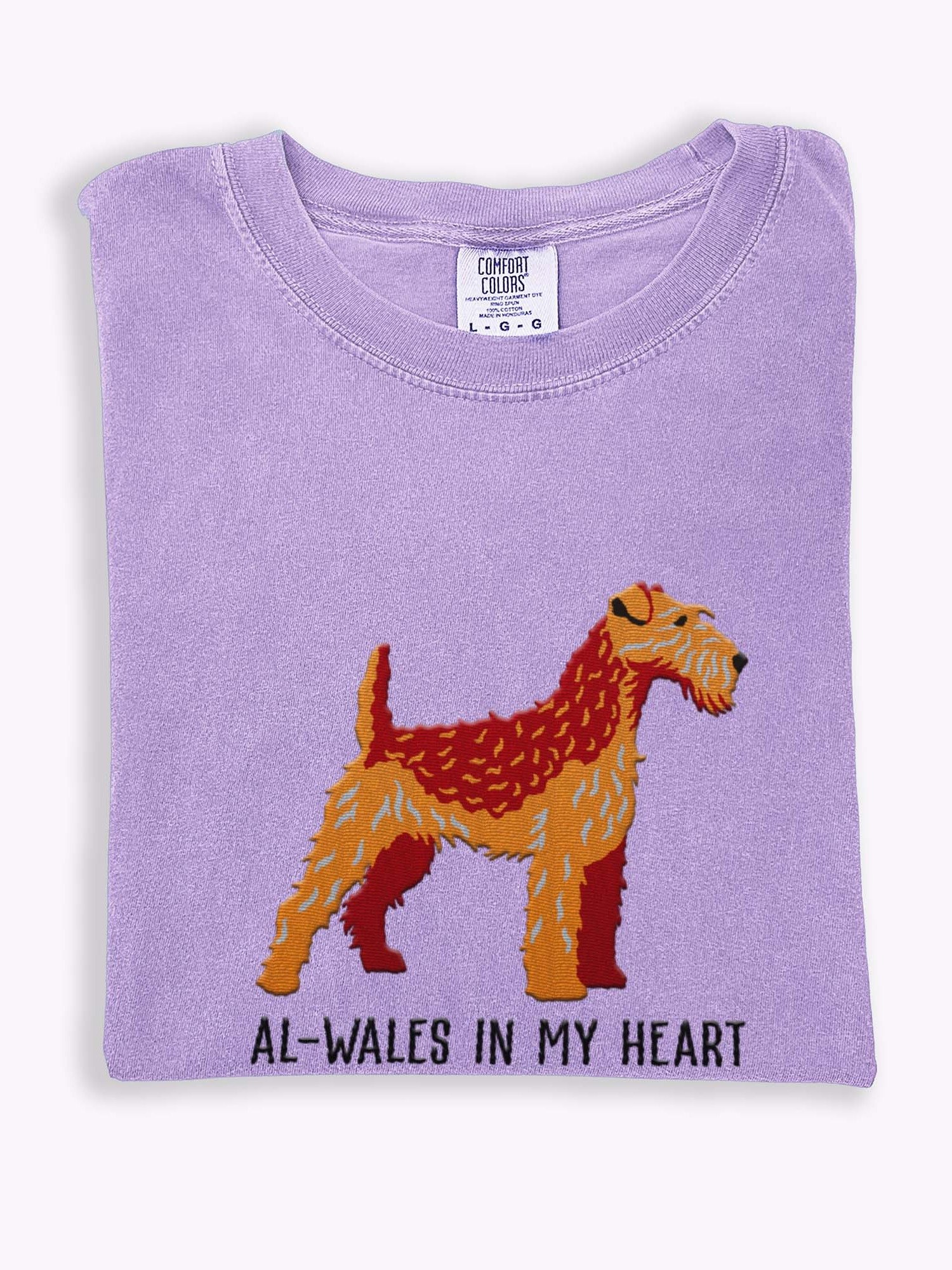 Al-Wales in My Heart T-Shirt(Embroidered) of a Welsh Terrier(Red & Tan) product image (1)