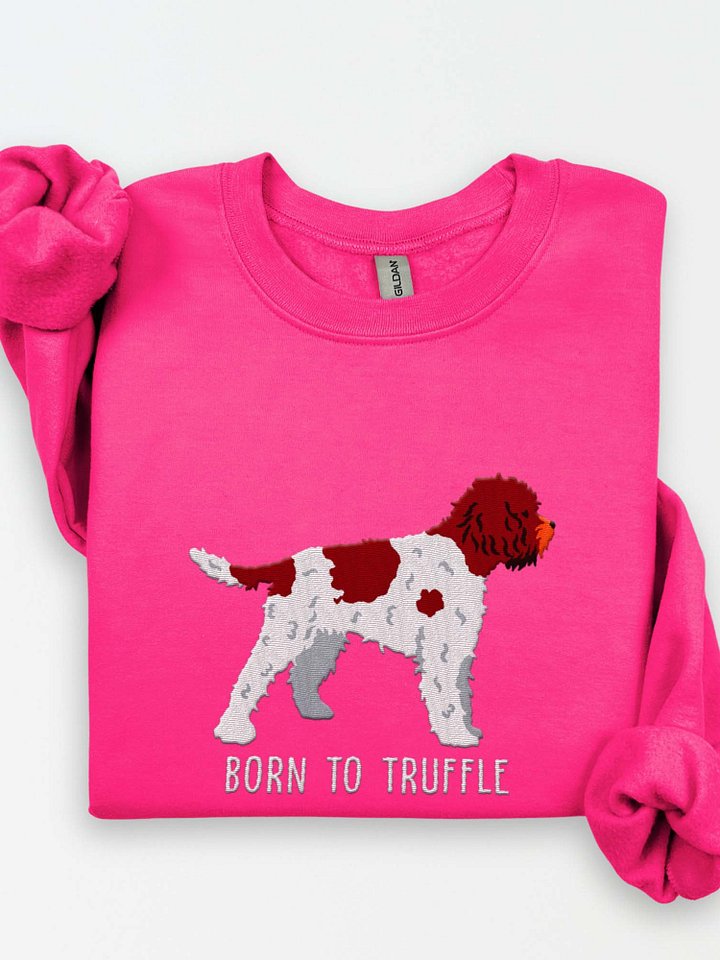 Born to Truffle Sweatshirt (Embroidered) of a Lagotto Romagnolo(Liver & White) product image (1)