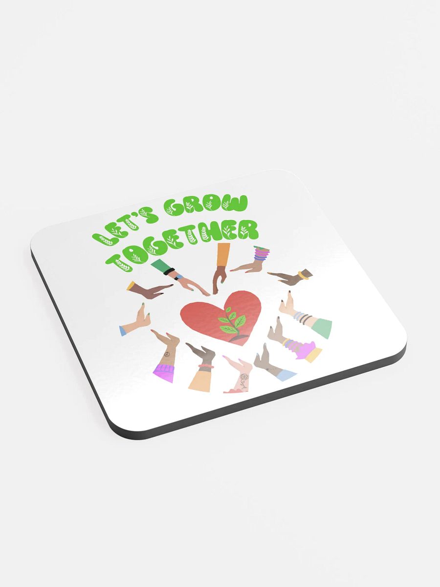 Let's Grow Together Glossed Cork Coaster product image (2)