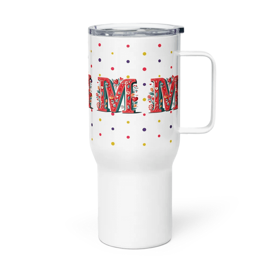 Valentine’s Monogram Letter M(3) Travel Mug with Handle product image (4)