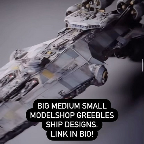 Ship designs from the Big Medium Small Modelshop Greebles. If you want to play around with these in Blender, Unreal or Cinema...