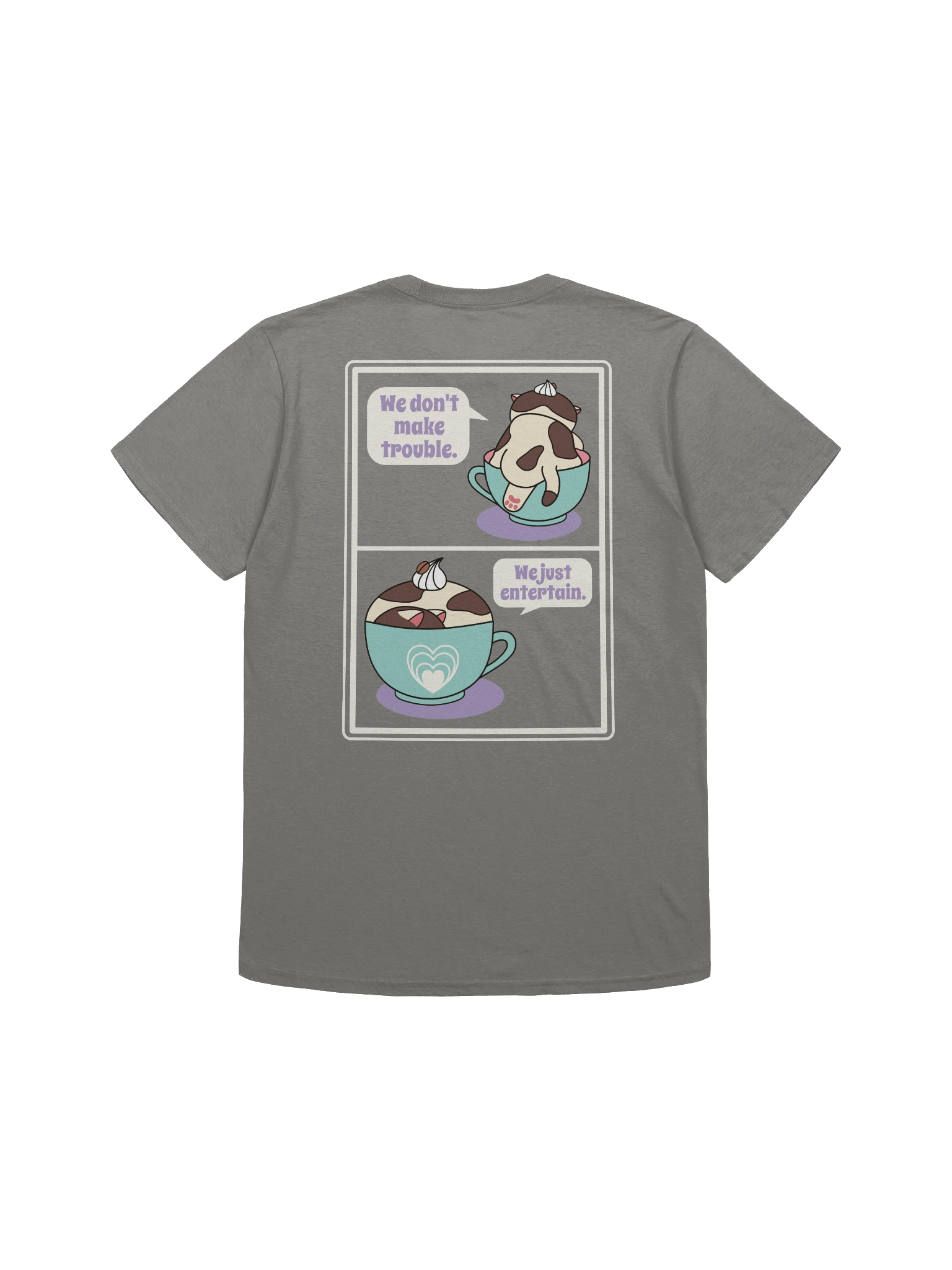 Sweet Trouble (Coffee Cat - Left Chest and Back Prints) - Unisex Adult Super Soft Lightweight T-shirt product image (3)