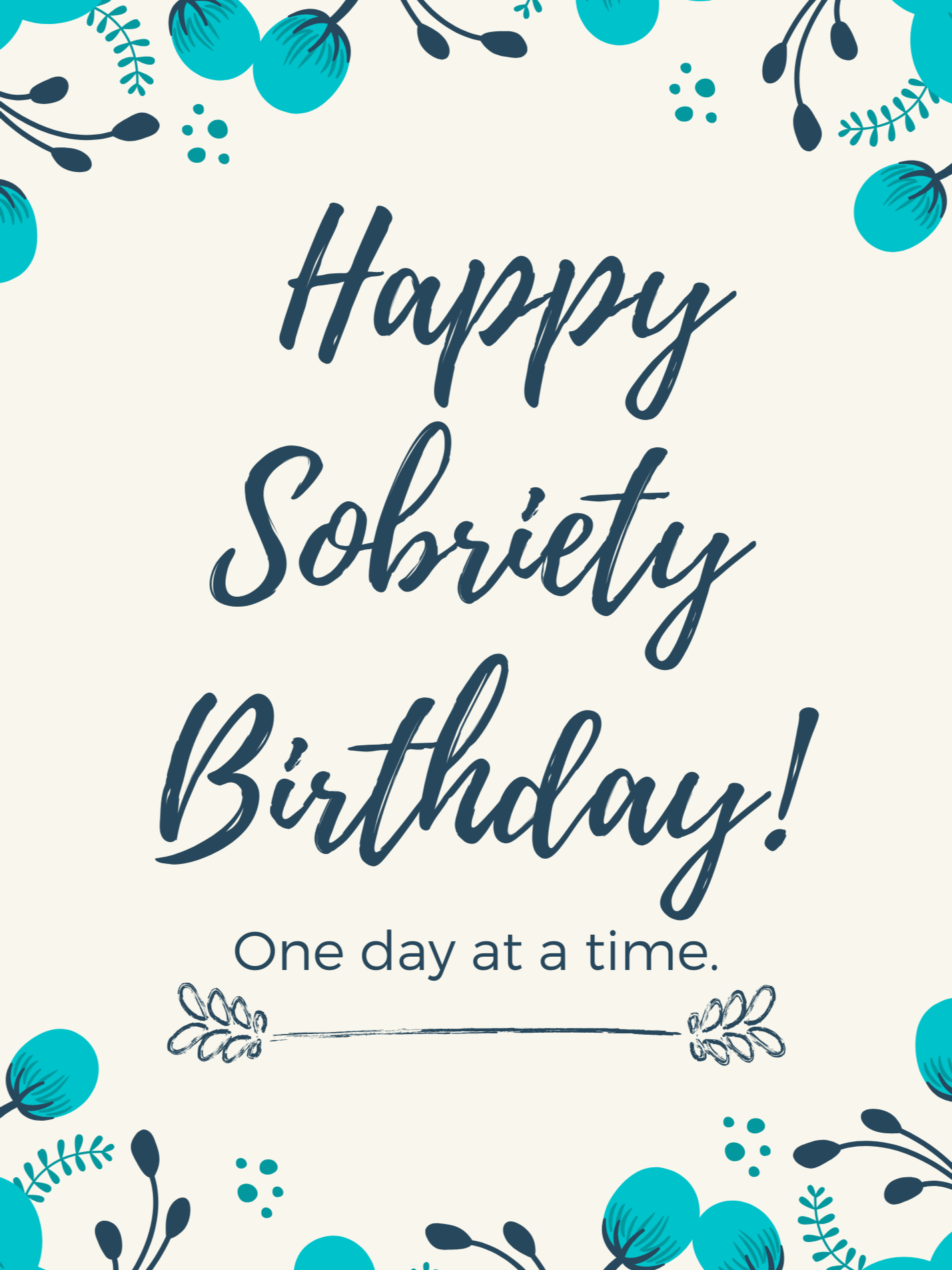 Blue Sobriety Birthday Greeting Card product image (4)