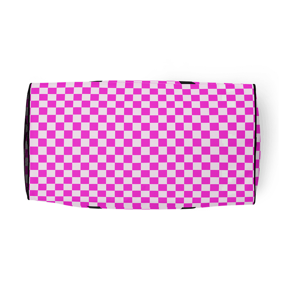 Checkered! Neon Pink and White Checkers Duffel Bag product image (5)