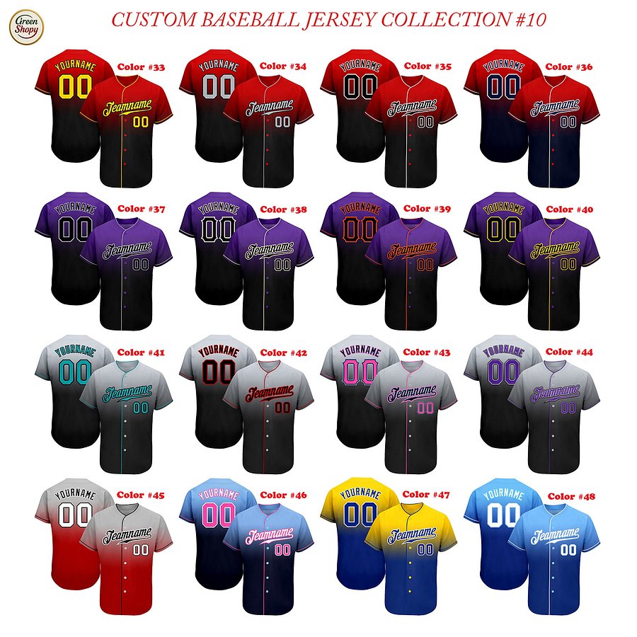 Authentic Gradient Fashion Baseball Jersey Up Down Colors with Line, Personalized Sport Jersey, Two Tones product image (3)