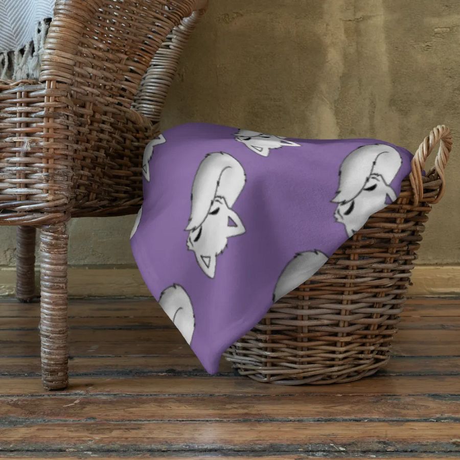 Sleepy Fox Throw Blanket with Purple Background product image (6)