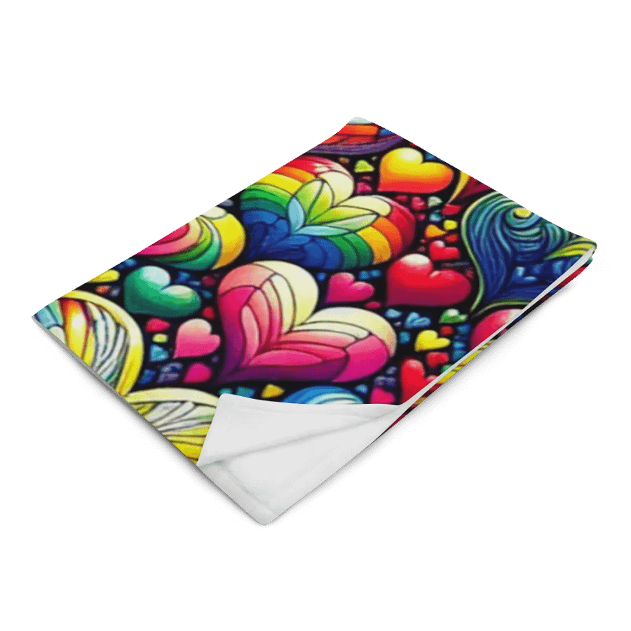Vibrant Technicolor Hearts Throw Blanket product image (4)
