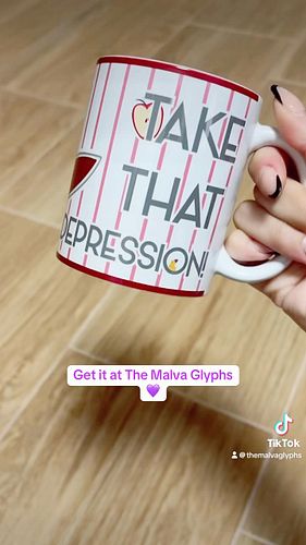 🎨✨ ¡De boceto a realidad! ✨🎨
Aquí está mi diseño “Take that, depression!” en su versión final en esta taza preciosa ☕. Inspir...