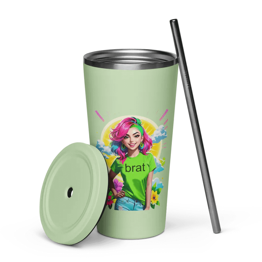 Brat 20 oz Tumbler Cup - Mint - Insulated Tumbler with a Straw v5 product image (7)