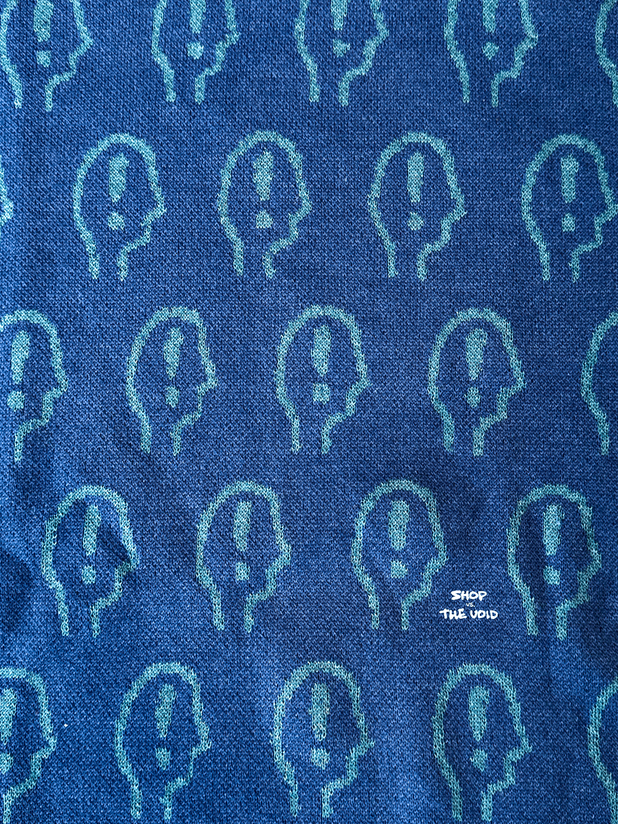 EXCLAIMING MENTALLY (repeating design, duotone teal) relaxed knitwear crewneck product image (3)