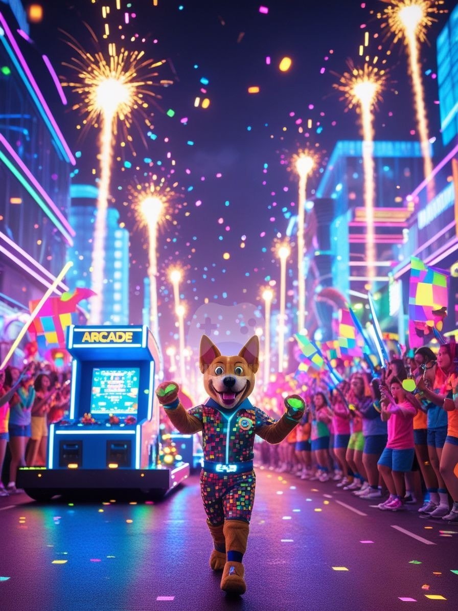 Pixel Party Parade – Track 9: Party Parade Protocol (Dog Mascot Edition) | 896x1344 px | 4 Variations | PNG + PDF product image (3)