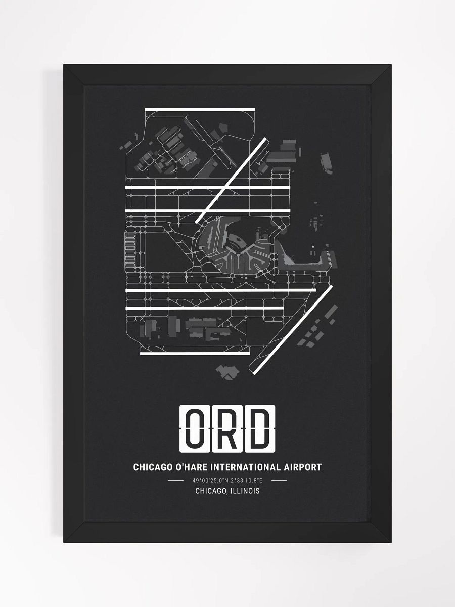 Framed Airport ORD Premium Map On Matt Paper product image (1)