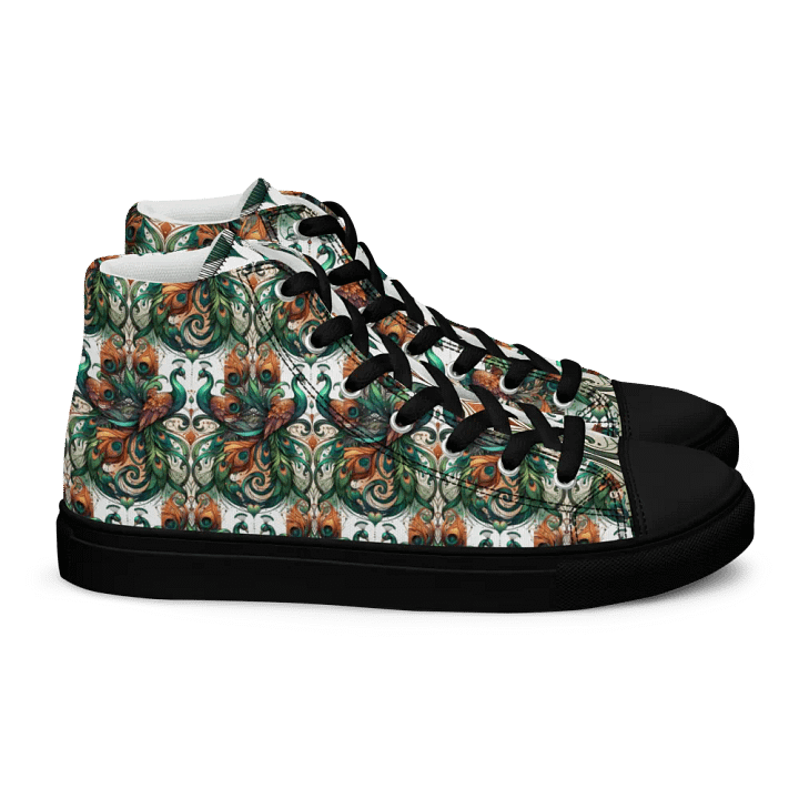 Peacock Feathers Women's High Top Canvas Shoes product image (2)