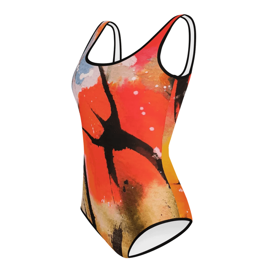 orginal painting printed on swimsuit, watercolour poppies, abstract product image (5)