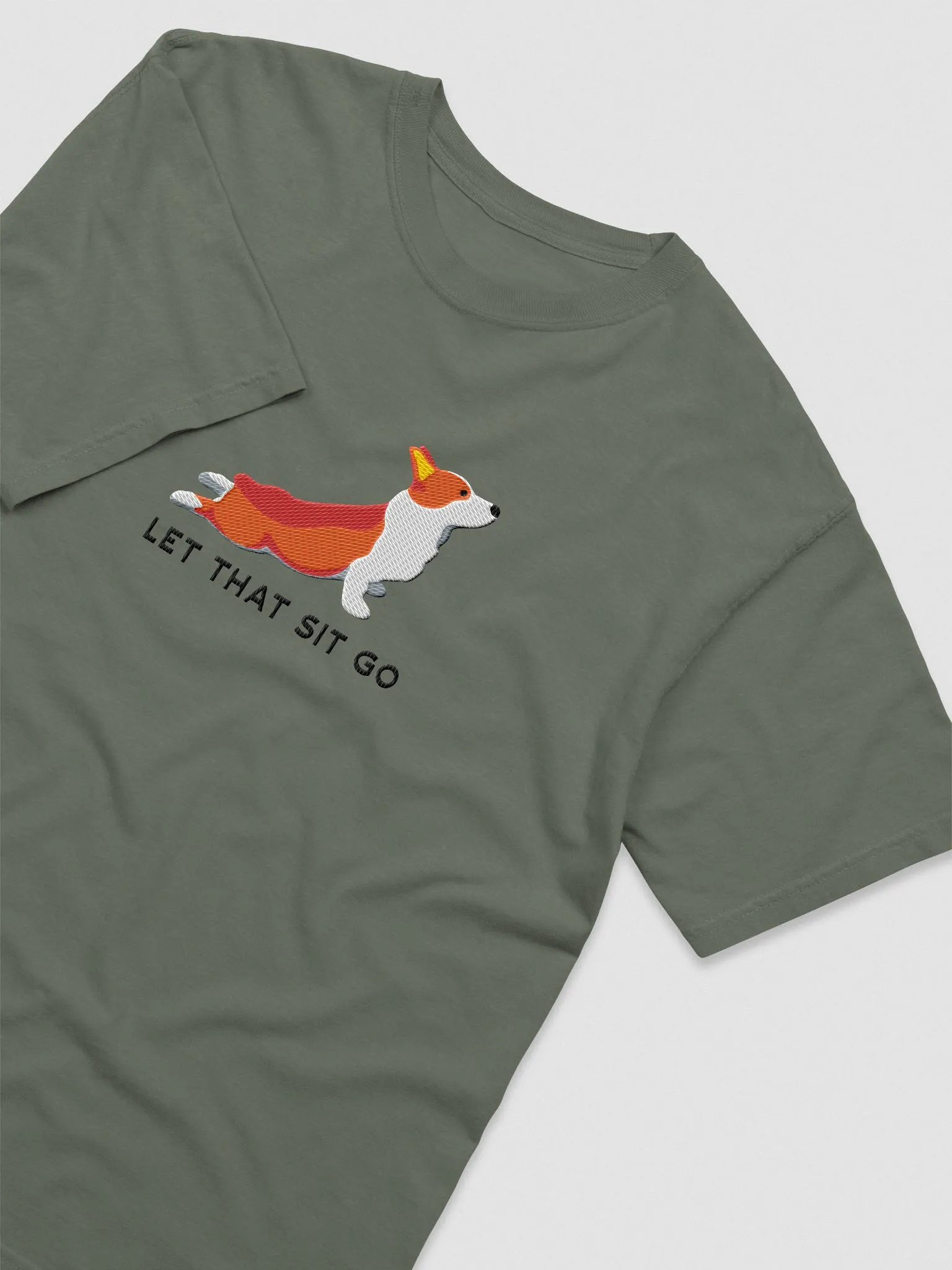 Let That Sit Go T-Shirt(Embroidered) of a Pembroke Welsh Corgi product image (11)