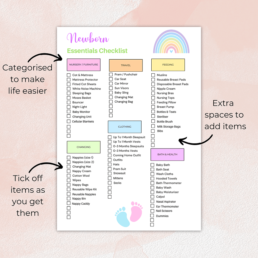 Printable Newborn Baby Essentials Checklist product image (3)