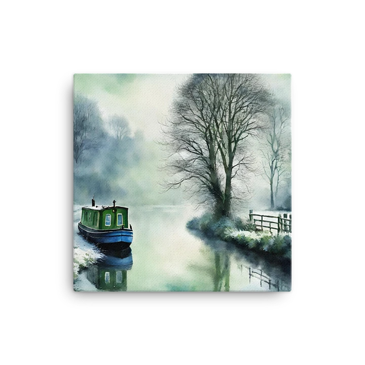 Narrow Boat In Winter Watercolour Wall Art product image (1)