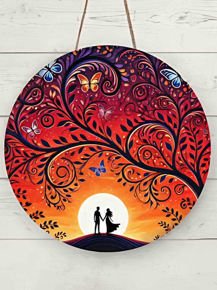 Fantasy Style Love Round Door Hanger Sublimation Design – high-quality 300 DPI PNG digital download product image (1)